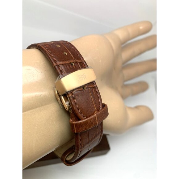 JBW Men's Watch J6379D Echelon Diamond Quartz Black Dial Rose Gold Brown Leather - Picture 11 of 15